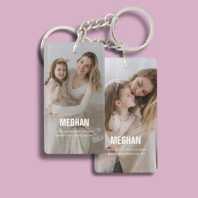 Mum 2 Photo Name Modern Key Ring (Creator Uploaded)