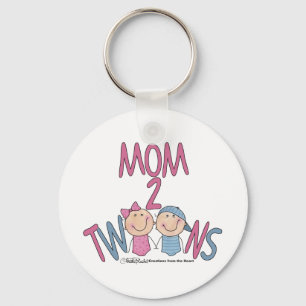 Mum 2 Twins Boy and Girl Key Ring