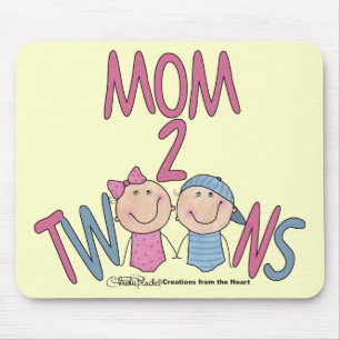 Mum 2 Twins Boy and Girl Mouse Mat