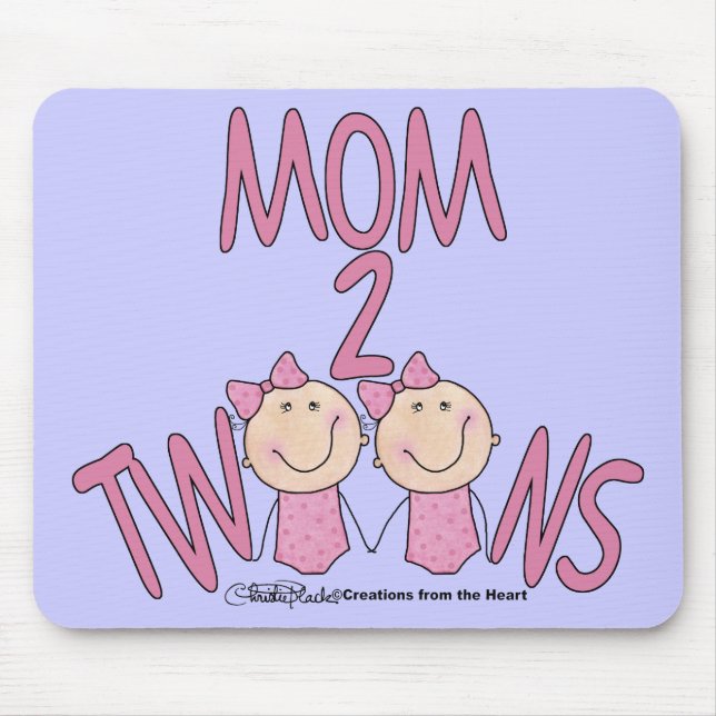 Mum 2 Twins Girls Mouse Mat (Front)