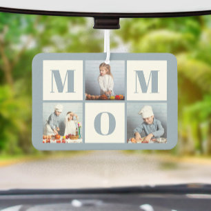 Mum 3 Photo Collage Dusty Blue Car Air Freshener