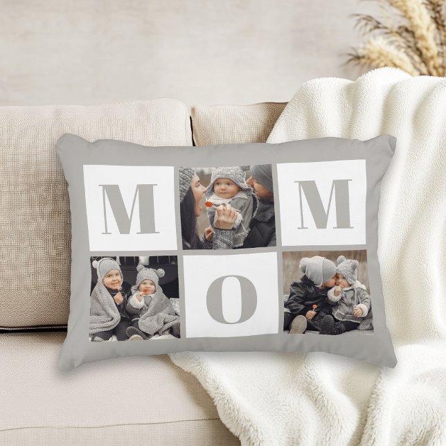 Mum 3 Photo Collage Grey Decorative Cushion (Creator Uploaded)
