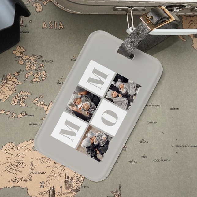 Mum 3 Photo Collage Grey Luggage Tag (Creator Uploaded)