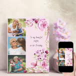 Mum 3 Photo Feminine Pink Floral Birthday Card<br><div class="desc">Say Happy Birthday Mum with a feminine floral birthday card, personalised with 3 of your favourite photos and a custom message. This pretty photo card has a watercolor flowers in shades of pink and green on a light pink background with simple script typography. The template is set up for you...</div>