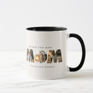 Mum 3 photo modern elegant black cream mothers day mug