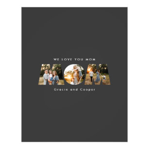 Mum 3 photo modern elegant black white mothers day print