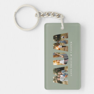 Mum 3 photo modern elegant sage green mothers day key ring