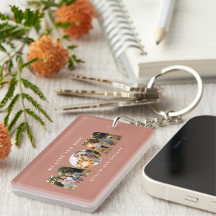 Mum 3 photo modern elegant terracotta mothers day key ring