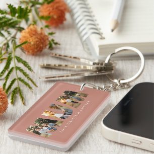 Mum 3 photo modern elegant terracotta mothers day key ring
