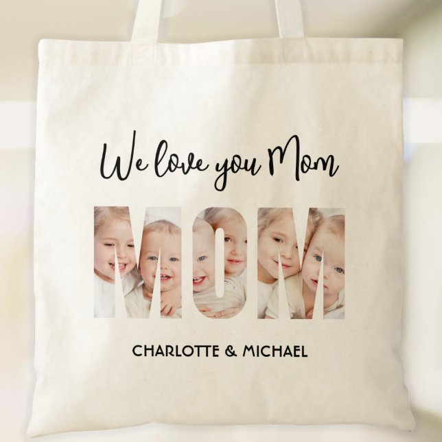 Mum 3 Photos Cutout Letters Tote Bag (Creator Uploaded)