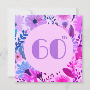 Mum 60th Birthday Floral Pink And Lilac Invitation