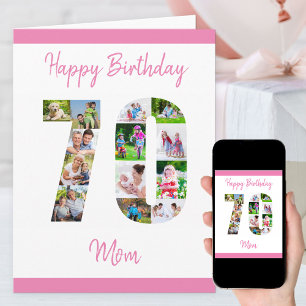 Mum 70th Birthday Number 70 Photo Collage Card
