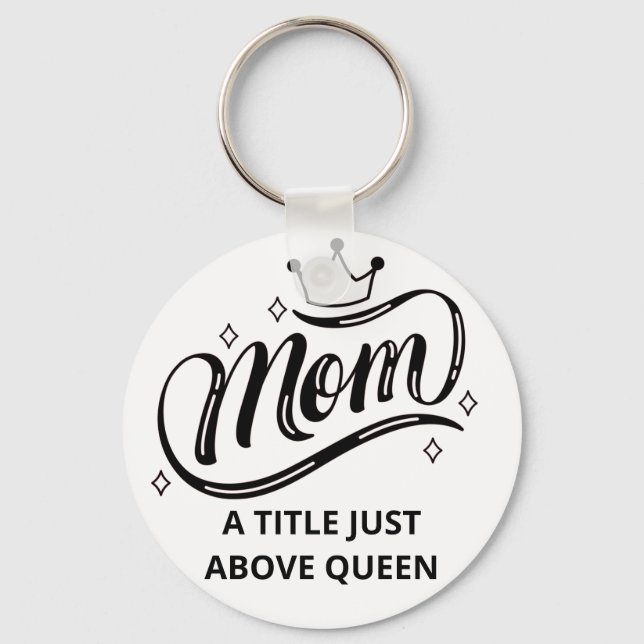 Mum A Title Just Above Queen Button Keychain (Front)