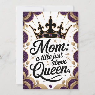 Mum Above Queen Crown Mother's Day Elegant Invitation