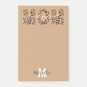 Mum Add Your Name and Monogram Leopard Print Post-it Notes