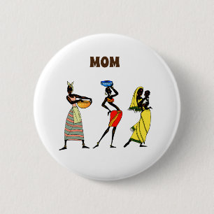 Mum African Print 6 Cm Round Badge