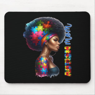 Mum Afro Autism Awareness Mama Black Autism Mother Mouse Mat