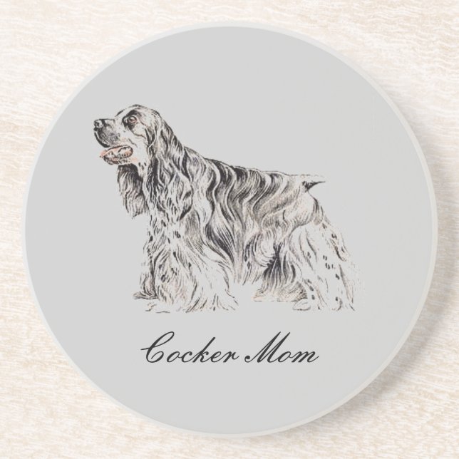 Mum, American Cocker Spaniel Sandstone Coaster (Front)