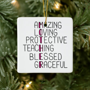 Mum Anagram Amazing Loving Protective Mother Ceramic Ornament