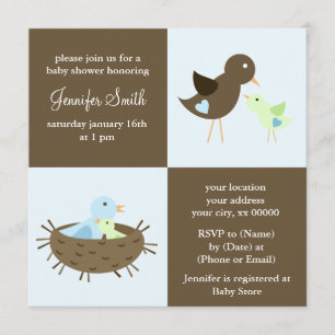 Mum and Baby Bird Baby Shower Invitation