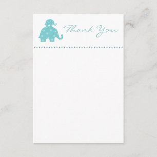 Mum and Baby Blue Elephant Flat Thank You Card