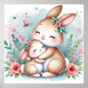 Mum and Baby Bunny Poster