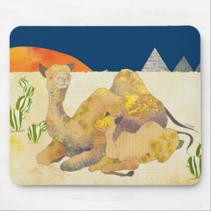 Mum and Baby Camels in Egypt Mouse Mat