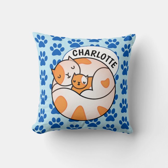 Mum And Baby Cats Throw Pillow (Front)