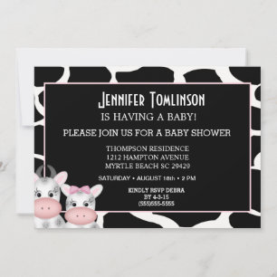 Mum and Baby Cow Print Baby Shower Invitation
