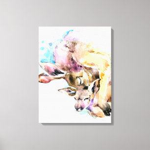 Mum and Baby Deer, Deer Family Gift,Funny Dauhgter Canvas Print