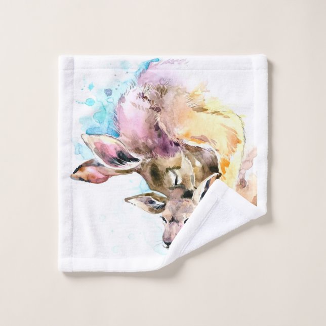 Mum and Baby Deer, Deer Family Gift,Funny Dauhgter Wash Cloth (Wash Cloth)