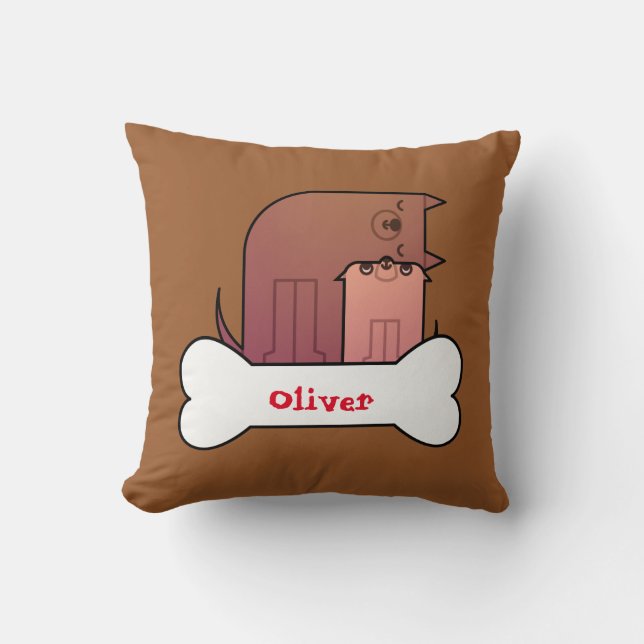 Mum And Baby Dog Throw Pillow (Front)