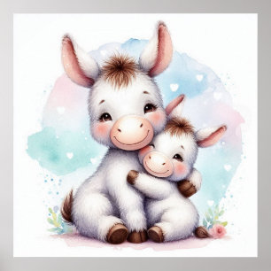 Mum and Baby Donkey Poster