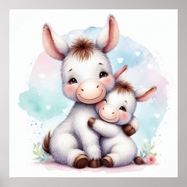 Mum and Baby Donkey Poster (Front)