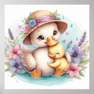 Mum and Baby Duck Poster