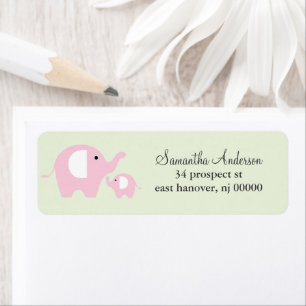 Mum and Baby Elephant Return Address Labels