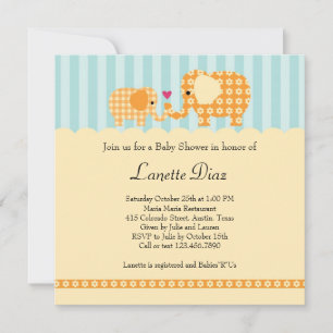 Mum and Baby Elephant Unisex Baby Shower Invitatio Invitation