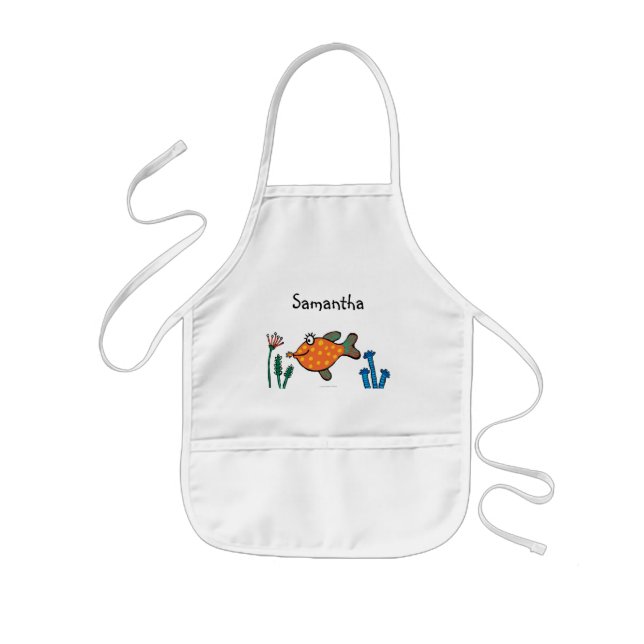 Mum and Baby Fish Kisses Kids Apron (Front)