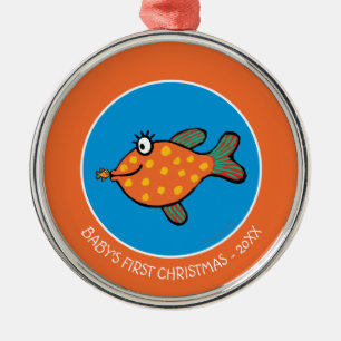 Mum and Baby Fish Kisses Metal Tree Decoration