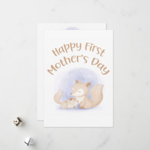Mum and baby foxes – happy first mother’s day card