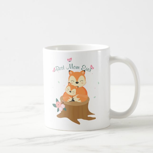 Mum and baby Foxes Mothers Day Coffee Mug (Right)
