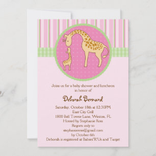 Mum and Baby Giraffe Baby Girl Shower Invitation