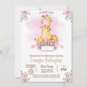 Mum and baby giraffe baby shower invitation. invitation
