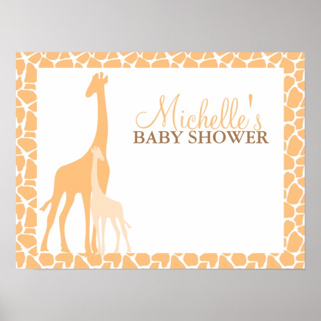 Mum and Baby Giraffe Baby Shower Welcome Sign (Front)