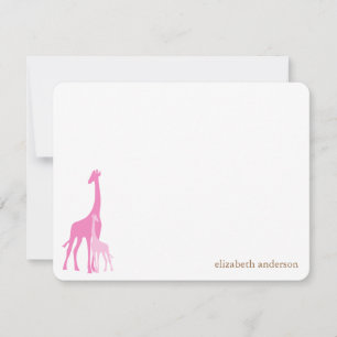Mum and Baby Giraffe Flat Thank You Cards