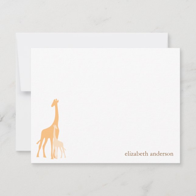 Mum and Baby Giraffe Thank You Cards (Front)