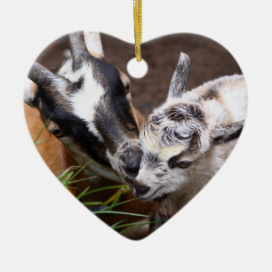 Mum and Baby Goat Ceramic Tree Decoration