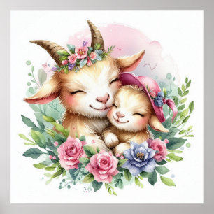 Mum and Baby Goat Poster
