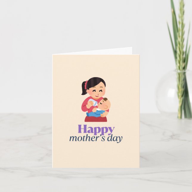 Mum and baby, happy mother's day thank you card (Front)