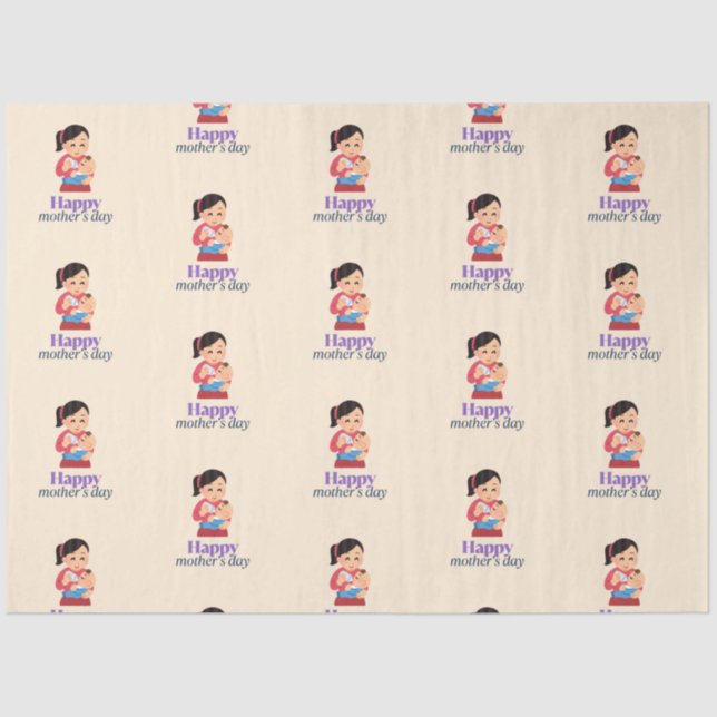 Mum and baby, happy mother's day tissue paper (Front)